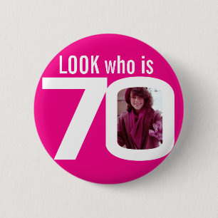 Sehen Sie, wer 70 benutzerdefinierte Foto rosa wei Button