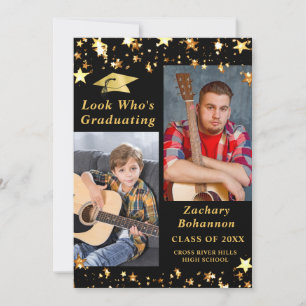 SEHEN SIE, WER Foto "Black Gold Stars" GESCHLOSSEN Einladung