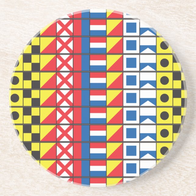 Sehen Sie Worthy_Signal Flaggen pattern_I Liebe zu Sandstein Untersetzer (Vorne)