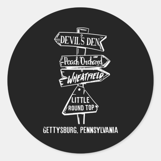 Sehenswürdigkeit Gettysburg Runder Aufkleber (Vorderseite)