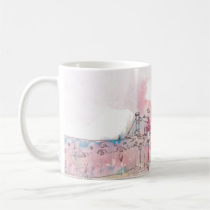 Sehenswürdigkeit Paris mit Aquarell an einem regne Kaffeetasse