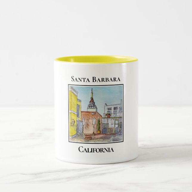Sehenswürdigkeit von Santa Barbara Kalifornien Zweifarbige Tasse (Mittel)