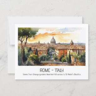 Sehenswürdigkeiten Rom St. Peter's Aquarell Postkarte