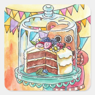 Sehnen für Kuchen Quadratischer Aufkleber