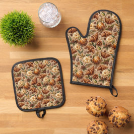 Sehnsucht nach Croissants Ofenhandschuh & Topflappen-Set