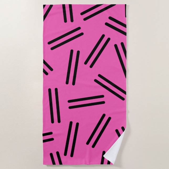 Sehr 80er Retro Muster in Hot Pink und Black Strandtuch (Vorderseite)