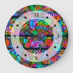 Sehr abstrakte Formen Art 10 Große Wanduhr