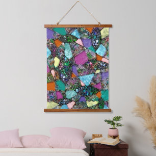Sehr abstrakte Formen Art 11 Wandteppich Mit Holzrahmen