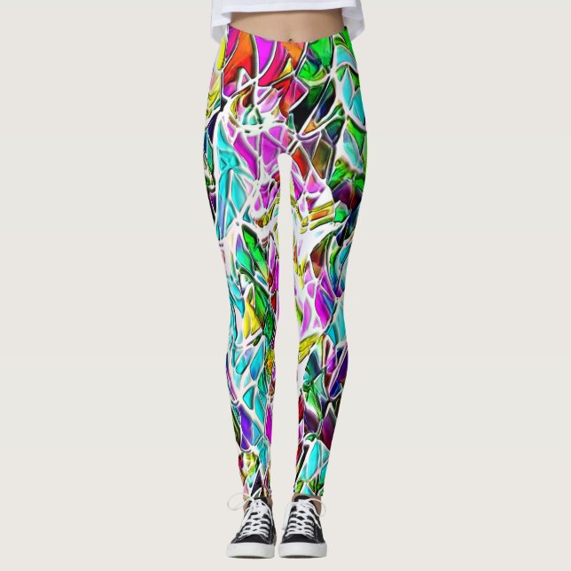 Sehr abstrakte Formen, die in Milcheintopf schwimm Leggings (Vorderseite)
