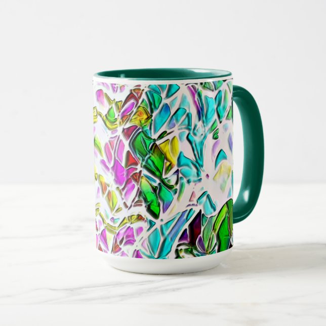 Sehr abstrakte Formen, die in Milcheintopf schwimm Tasse (VorderseiteRechts)