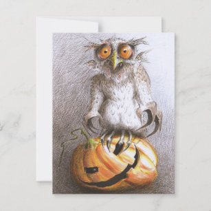 Sehr alte Halloween Vampir Eule Postkarte