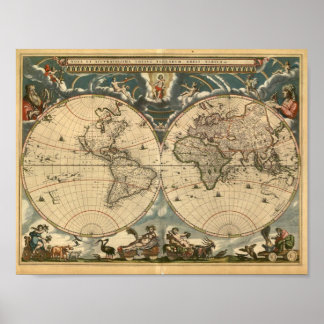Sehr altes Latin World Map Poster