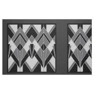 Sehr Art Deco Fabric Panels - Schwarz/Grau Stoff