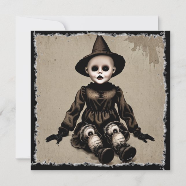 Sehr Beängstigendes Creepy Doll Halloween-Party Einladung (Vorderseite)