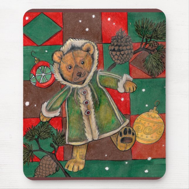 Sehr beiger Weihnachts-Teddy Mousepad (Vorne)