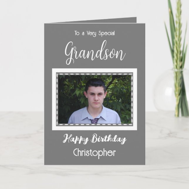 Sehr besonderer Grandson-Foto-Geburtstag Karte (Vorderseite)