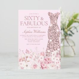 Sehr blütige Rose Gold Dress 60. Geburtstag Einladung
