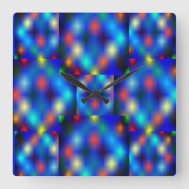 Sehr bunte Bilder, Distanzeffekt, dunkel. Quadratische Wanduhr