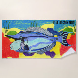 Sehr buntes blaues Einhorn-Tang-Strandtuch Strandtuch