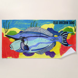 Sehr buntes blaues Einhorn-Tang-Strandtuch Strandtuch
