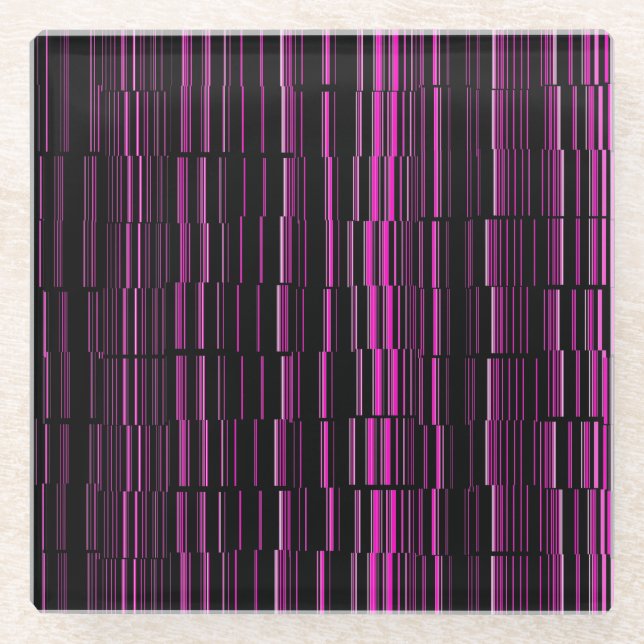 Sehr Cool Moderne Magenta gestreift Glasuntersetzer (Vorderseite)