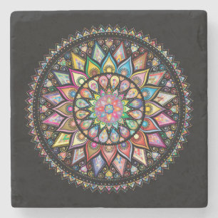 Sehr Cool und farbenfroh Mandala Steinuntersetzer