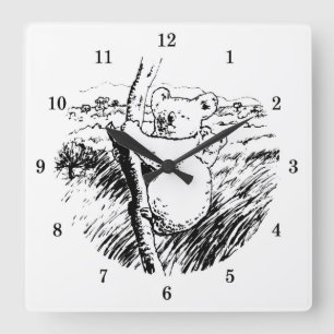 Sehr Coole Koala-Bärenhalterung Quadratische Wanduhr