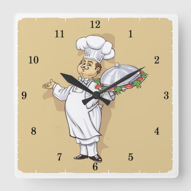 Sehr Coole Koch-Uhr Quadratische Wanduhr (Vorderseite)