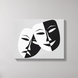 Sehr Coole Masken für Comedy und Tragedy Theater Leinwanddruck