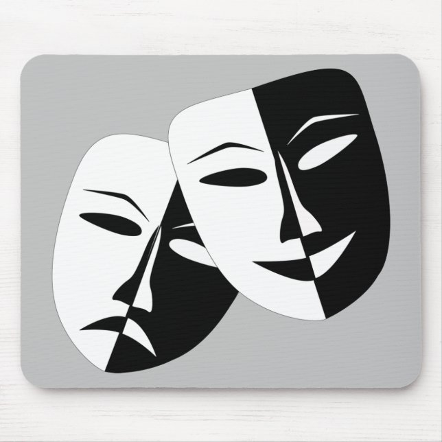 Sehr Coole Masken für Comedy und Tragedy Theater Mousepad (Vorne)