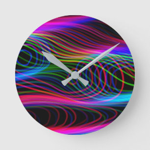 SEHR COOLE, mehrfarbige, gekrümmte Linien Runde Wanduhr
