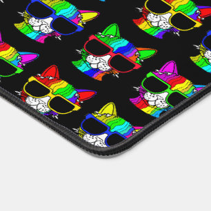 Sehr Coole Regenbogenkatzen mit Sonnenblumen-Muste Schreibtischunterlage