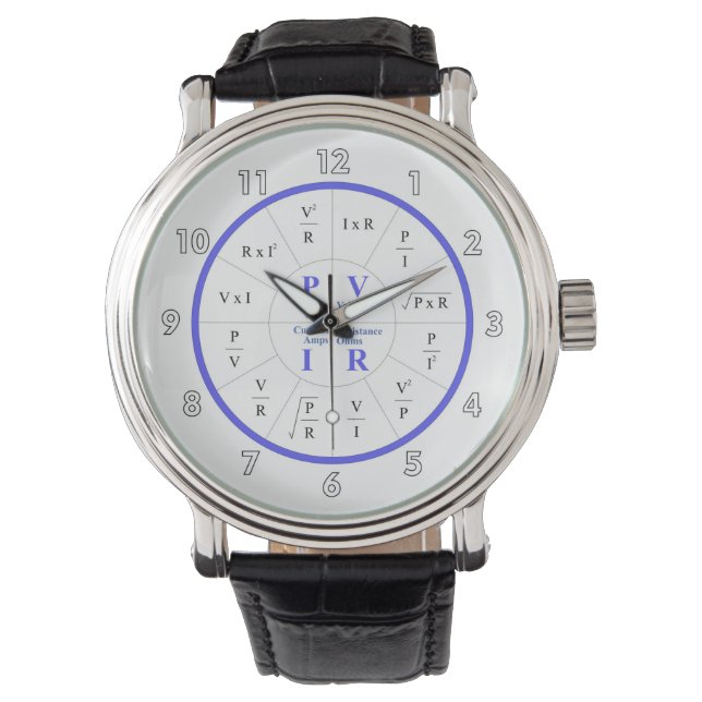 Sehr Coole Watt-, Volt-, Amps- und Ohm-Formel Armbanduhr (Vorderseite)