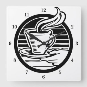 Sehr Cooler Kaffee-Cup und Saucer-Wall-Uhr Quadratische Wanduhr