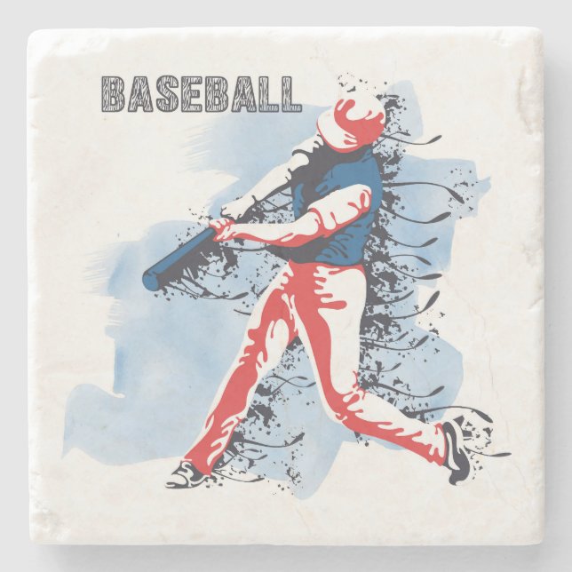Sehr Cooler und farbenfroher Baseball-Player Steinuntersetzer (Vorderseite)