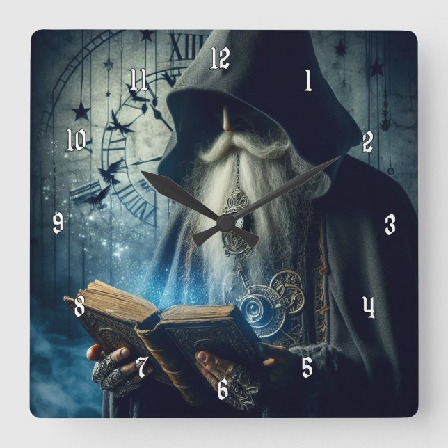 Sehr Cooler und geheimnisvoller Zeitassistent Quadratische Wanduhr (Vorderseite)