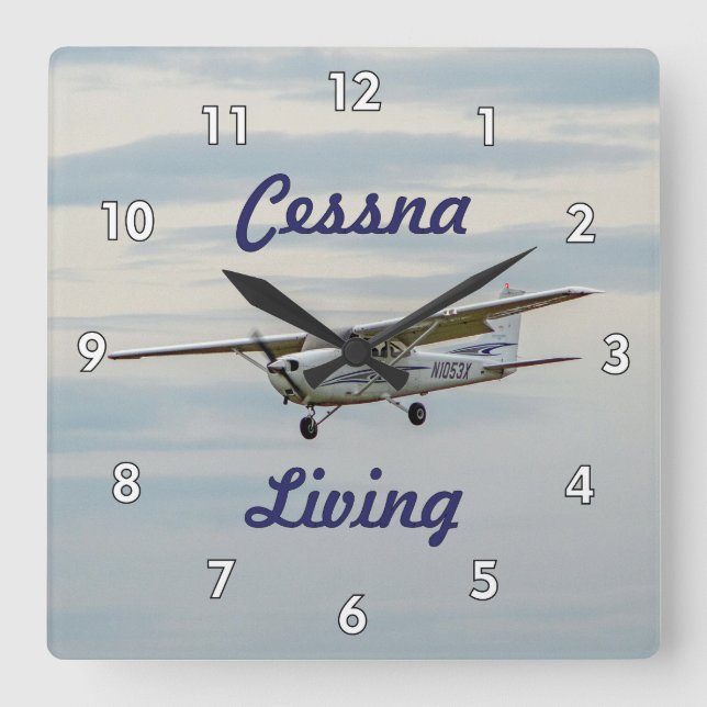 Sehr Cooles Cessna-Lebendflugzeug Quadratische Wanduhr (Vorderseite)