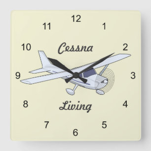 Sehr Cooles Cessna-Lebendflugzeug Quadratische Wanduhr