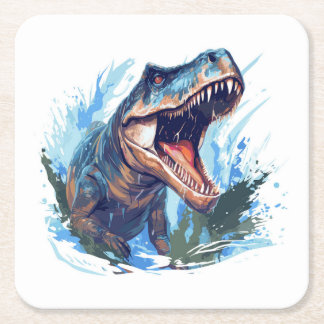 Sehr cooles digitales Bild einer Dinosaurier-Ölgem Rechteckiger Pappuntersetzer