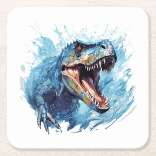 Sehr cooles digitales Bild einer Dinosaurier-Ölgem Rechteckiger Pappuntersetzer