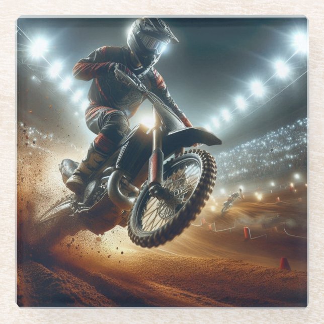 Sehr Cooles digitales Rendering bei MotoCross Glasuntersetzer (Vorderseite)