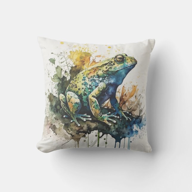 Sehr Cooles halbAbstraktes Froschgemälde Kissen (Vorderseite)