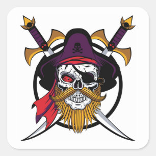 Sehr Cooles Halloween-Piratenaufkleber-Set Quadratischer Aufkleber