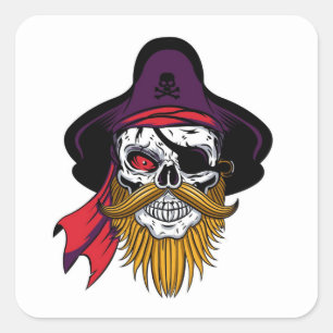 Sehr Cooles Halloween-Piratenaufkleber-Set Quadratischer Aufkleber