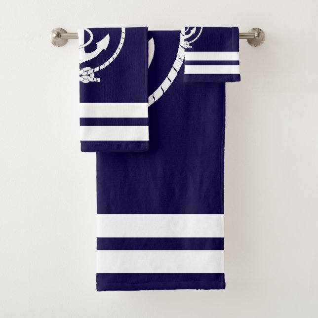 Sehr Cooles Nautic Anchor Muster Badhandtuch Set (Insitu)