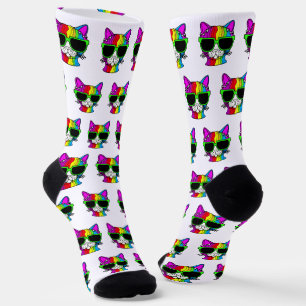 Sehr Cooles Rainbow Cat Pattern Socken