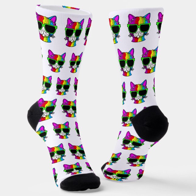 Sehr Cooles Rainbow Cat Pattern Socken (Gewinkelt)