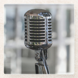 Sehr Cooles Vintages Mikrofon im Retrostil Glasuntersetzer