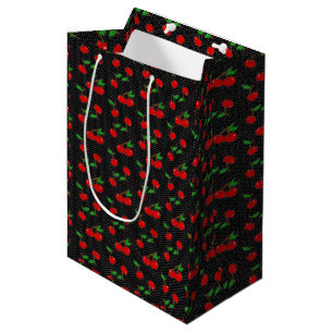 Sehr Dotty Kirschgeschenk-Tasche im Schwarzen Mittlere Geschenktüte