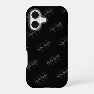 Sehr dunkelgraues und schwarzes Monogramm-Namen-Mu iPhone 16 Hülle